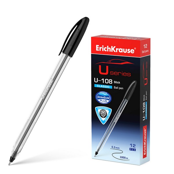 Ручка шар. черная 1,0мм "U-108 Original Stick " /12/