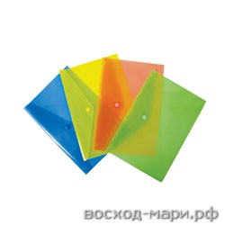 Папка-конверт А4 кнопка 180мкм прозр. зеленая /10/