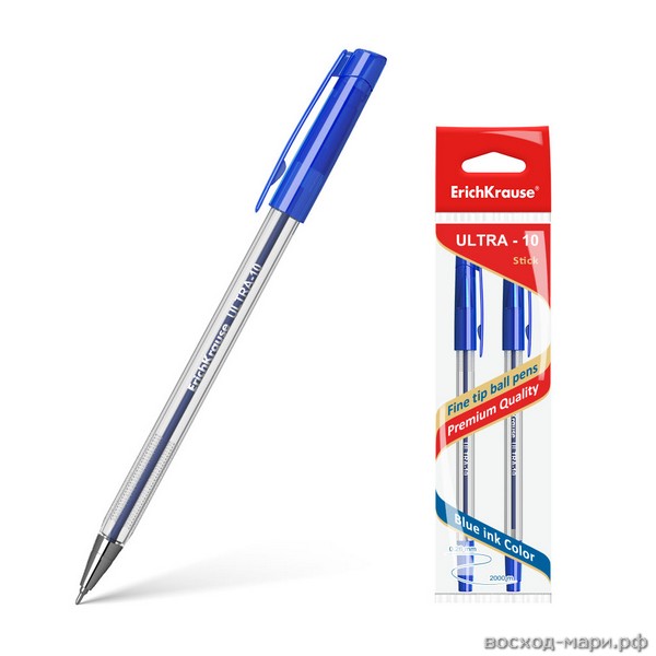 Ручка шар. синяя 0,7мм "Ultra L-10" 2шт в пакете/40/
