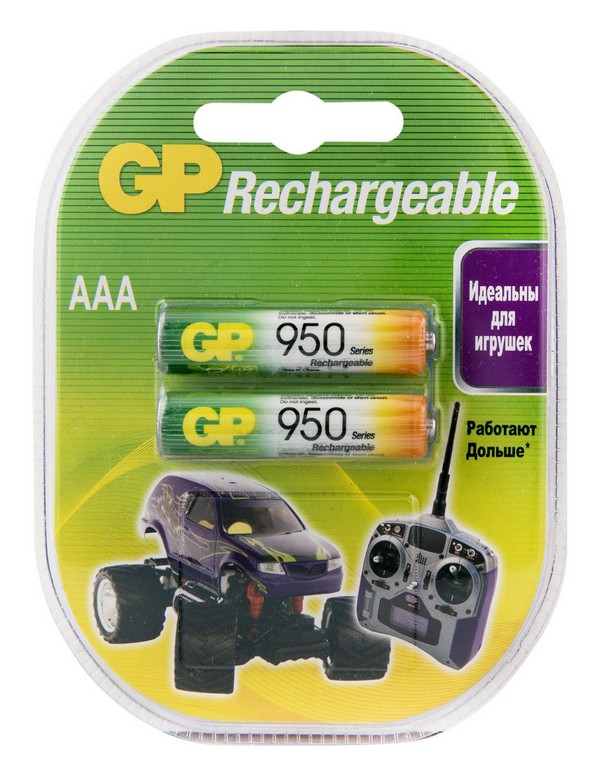 Батарея аккум. AAA NiMH  950mAh GP Rechargeable ААА/2BL /цена за упак. 2шт / 