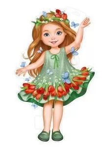 Плакат А3 "Девочка в зеленом весеннем платье"
