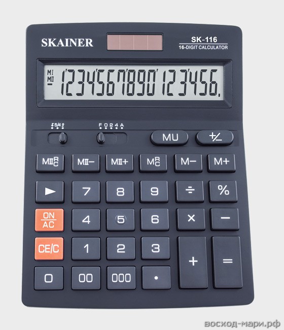 Калькулятор наст. 16 разр. 140х176х45мм черный