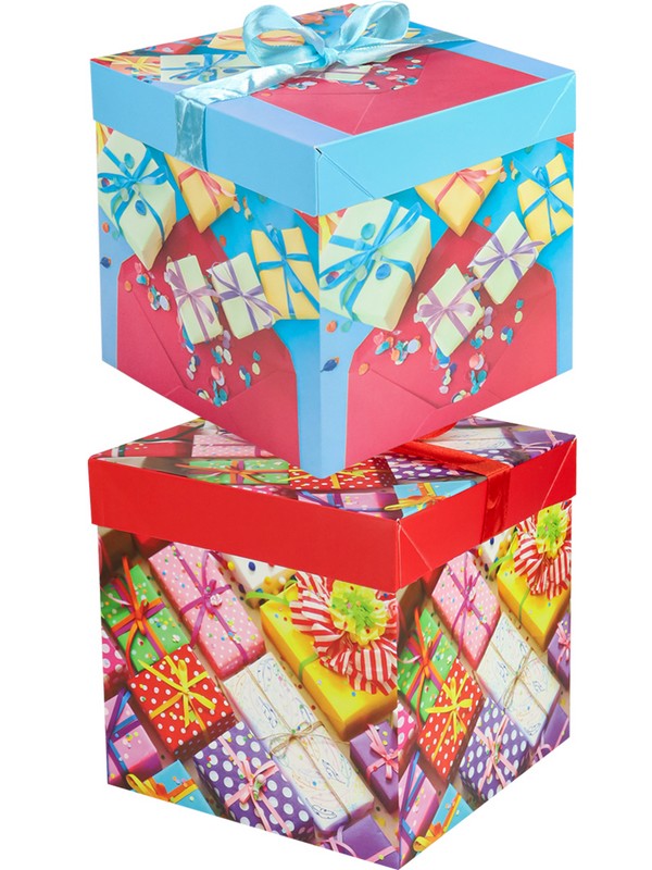 Коробка для подарка "Красивые подарочки" 15,0х15,0х15,0см ассорти