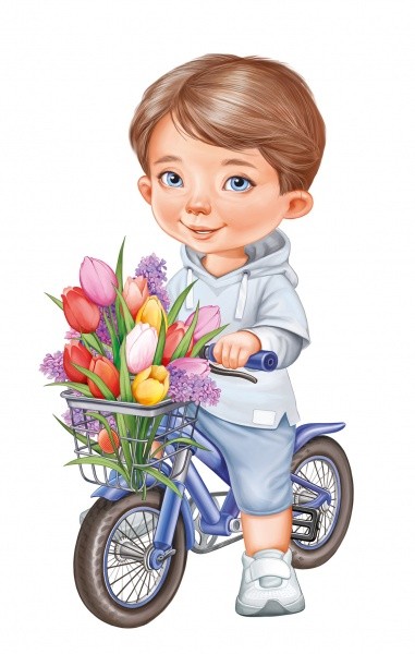 Плакат А3 "Мальчик с велосипедом"