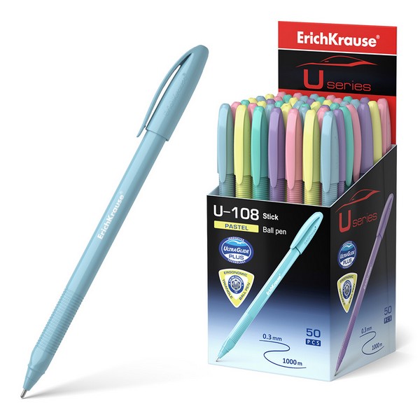 Ручка шар. синяя 1,0мм "U-108 Pastel  Stick" /50/