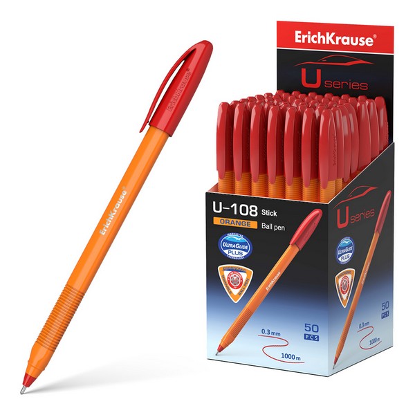 Ручка шар. красная 1,0мм "U-108 Orange Stick" /50/