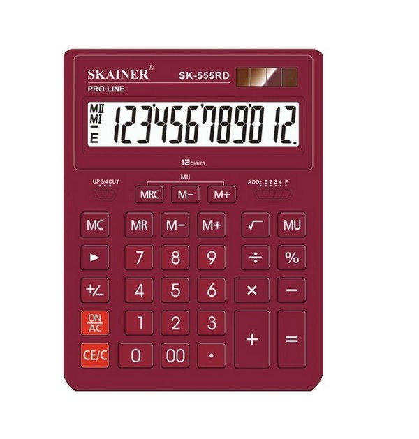Калькулятор наст. 12 разр. 155х205х35мм красный