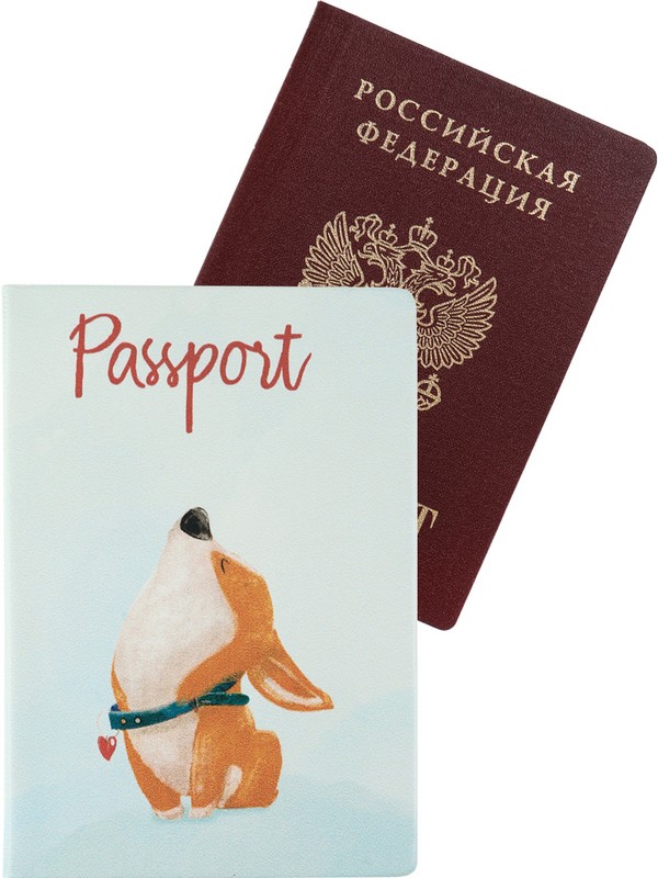 Обложка д/паспорта "Корги" ПВХ slim