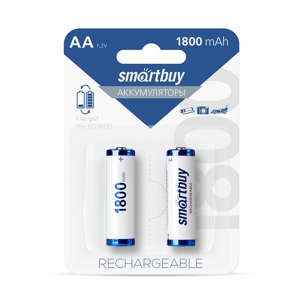 Батарея аккум. AA NiMH 1800mAh Smartbuy АА/2BL /цена за упак 2шт/