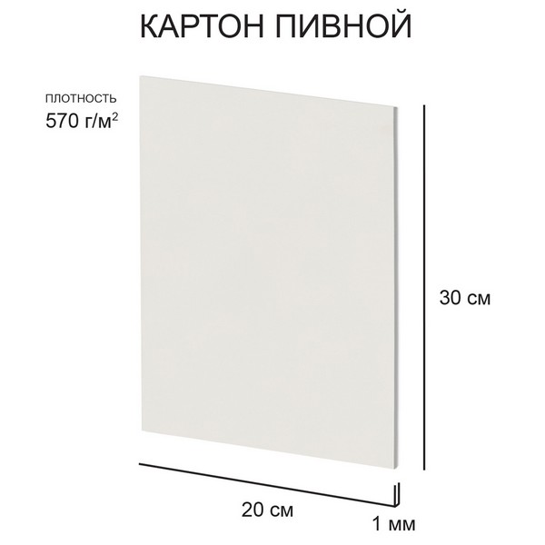 Картон белый пивной 1 мм 570 г/м2 20х30 см