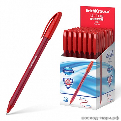 Ручка шар. красная 1,0мм "U-108 Original Stick " /50/