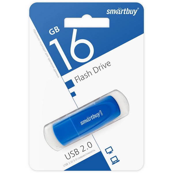 Флэш-драйв  16Gb USB2.0 Smartbuy Scout Blue
