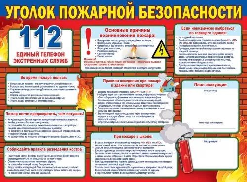 Плакат А2 "Уголок пожарной безопасности"