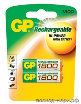 Батарея аккум. AA NiMH 1800mAh GP Rechargeable АА/2BL /цена за упак.2шт /