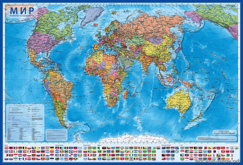 Карта мира политическая интерактив. 117х80см, лам., тубус